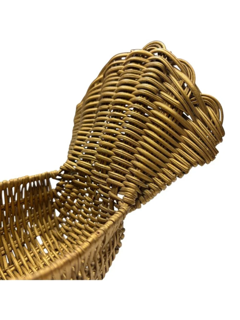 Vintage Gold Wicker Turkey Bird Basket Thanksgiving Fall Harvest Decor Centerpie